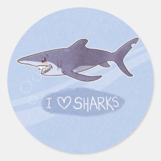 Sticker Rond I <3 requins : Requin bleu