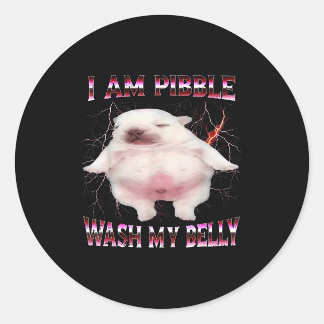 Sticker Rond I Am Bble Wash My Belly Funny Dog Meme  (Devant)