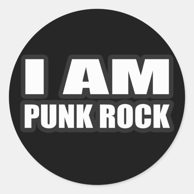 Sticker Rond I AM PUNK ROCK gars filles punk music (Devant)
