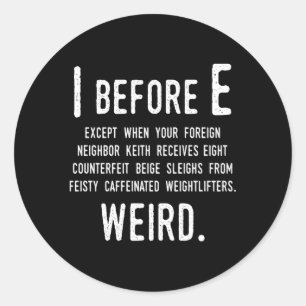 Sticker Rond I Avant E Anglais Grammaire Exceptions À La Règle