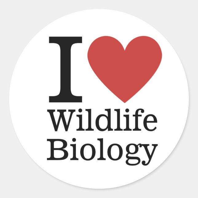 Sticker Rond I ❤️ Biologie de la faune pour les étudiants / Fac (Devant)