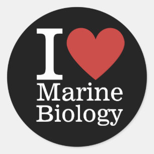 Sticker Rond I ❤️ Biologie marine pour les étudiants / Faculté 