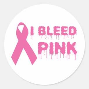 Sticker Rond I Bleed Pink - Ruban de sensibilisation au cancer 