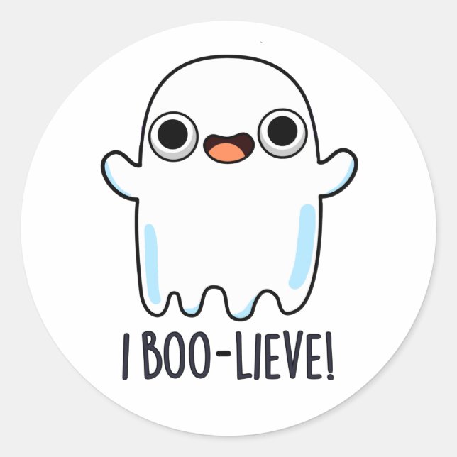 Sticker Rond I Boo-lieve Funny Positive Ghost Pun (Devant)