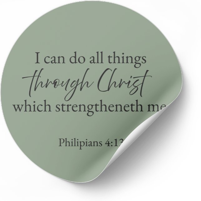 Sticker Rond I Can Do All Things Philippians 4:13 Christian (Minimalist Bible verse sticker — Philippians 4:13)