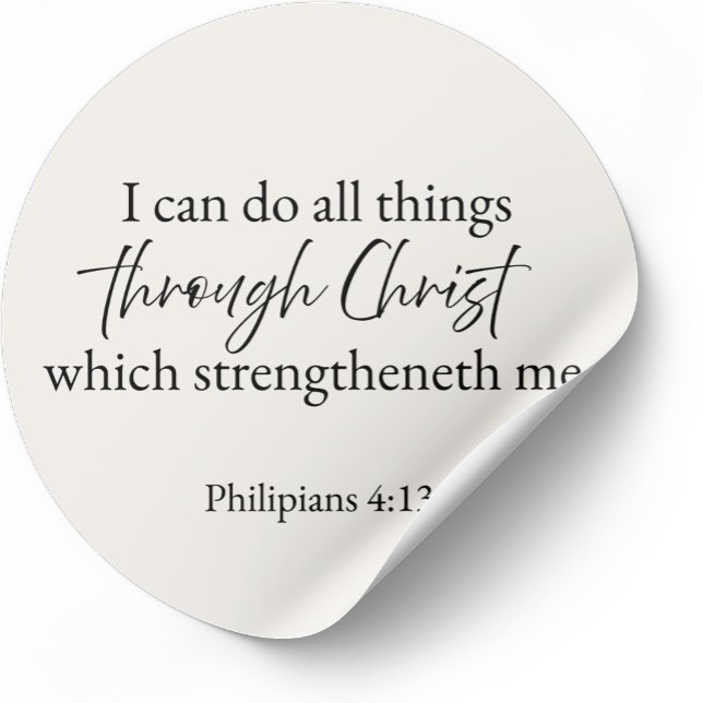 Sticker Rond I Can Do All Things Philippians 4:13 Christian  (Créateur téléchargé)