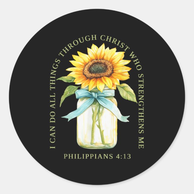 Sticker Rond I Can Do All Things Through Christ Who Strengthens (Devant)
