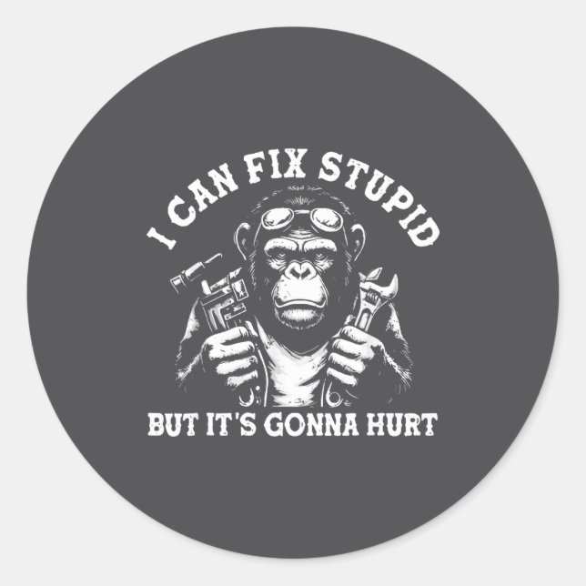 Sticker Rond I Can Fix Stud But It's Gonna Hurt Mechanic Funny  (Devant)
