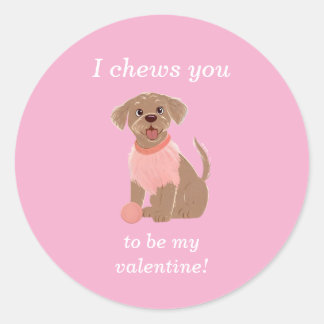 Sticker Rond I Chews You To Be My Valentine Dog Card