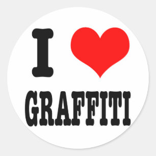 STICKER ROND I COEUR (AMOUR) GRAFFITI