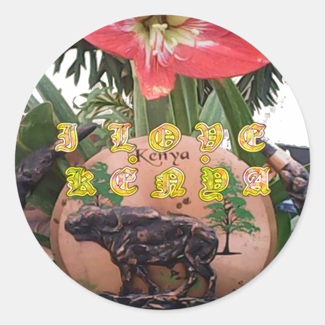 Sticker Rond I (Coeur) Kenya Buffalo Patch/Print (Devant)