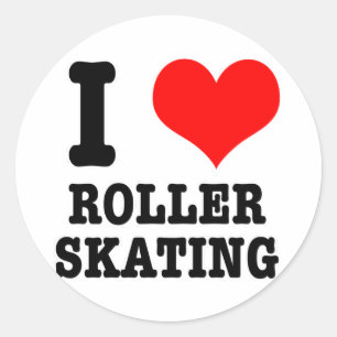 STICKER ROND I COEUR (LOVE) ROLLER SKATING