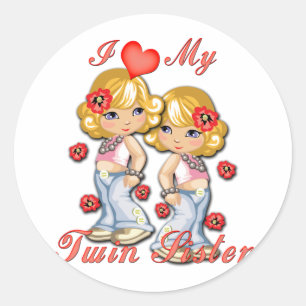 Sticker Rond I (Coeur) ma soeur jumelle