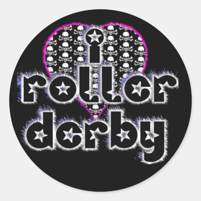 Sticker Rond I coeur roller derby (Devant)