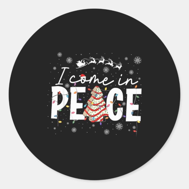 Sticker Rond I Come In Peace Couple Matching Ugly Christmas Swe (Devant)