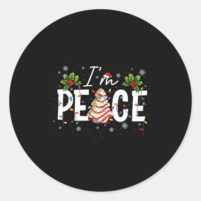Sticker Rond I Come In Peace I'm Peace Couple Ugly Christmas Sw (Devant)