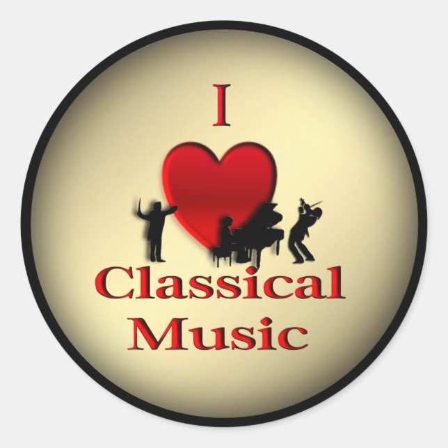 Sticker Rond I Heart Classical Music Gold (Devant)