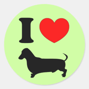 Sticker Rond I Heart Dachshund