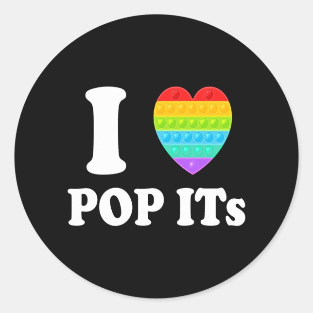 Sticker Rond I Heart Fidget I Love Fidgets Pop It Heart (Devant)