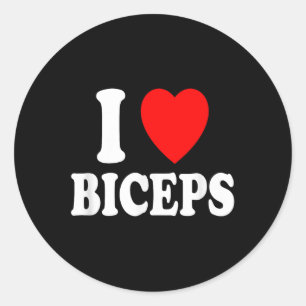 Sticker Rond I Heart (love) Biceps Gym Muscles Levant Armoiries