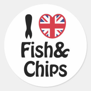 Sticker Rond I Heart [Love] Poisson & Chips