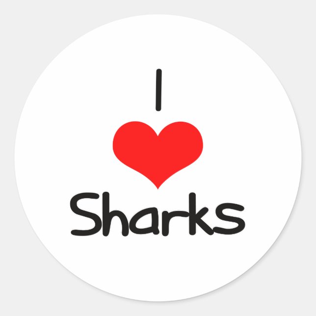 Sticker Rond I Heart (Love) Sharks (Devant)