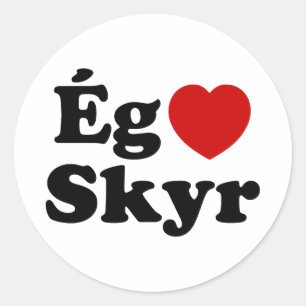 Sticker Rond I Heart (Love) Skyr [Ég Elska Skyr] Islandais