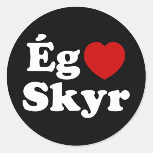 Sticker Rond I Heart (Love) Skyr [Ég Elska Skyr] Islandais