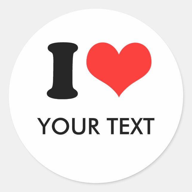 Sticker Rond I HEART (votre texte) (Devant)