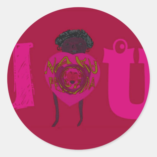 Sticker Rond I Heart You Nakupenda Sana Heureuse Sainte-Valenti (Devant)