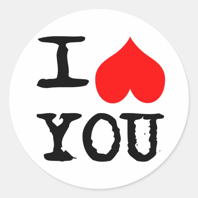 Sticker Rond I Heart You Personnalisable (Devant)