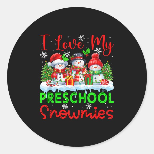 Sticker Rond I Lool My Preschool Snowmies Enseignant de Noël St (Devant)