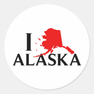 Sticker Rond I Love Alaska - I Love AK State