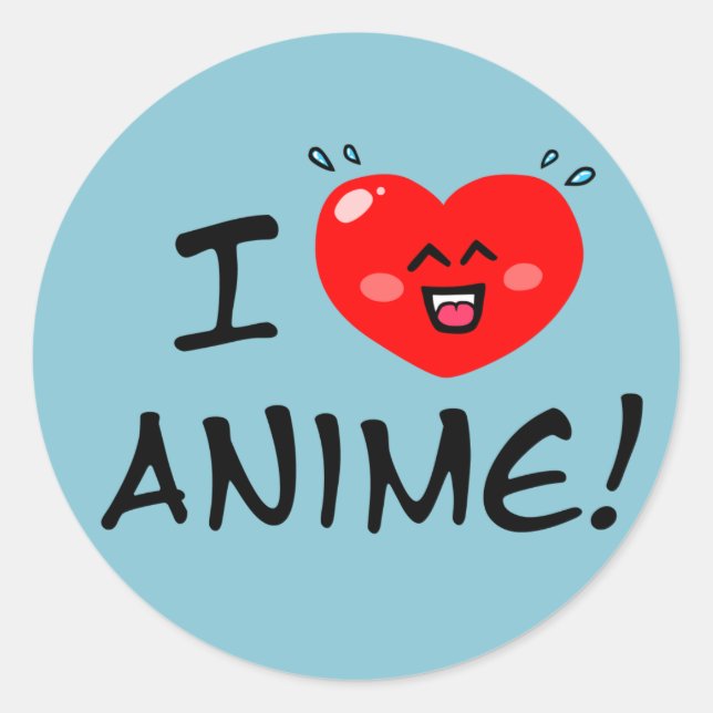 Sticker Rond I Love Anime (Devant)