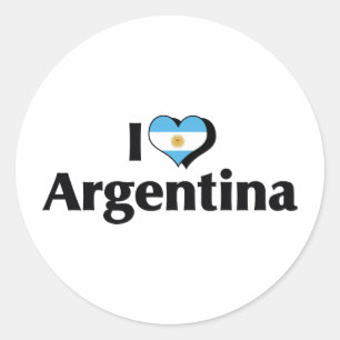 Sticker Rond I Love Argentina Flag