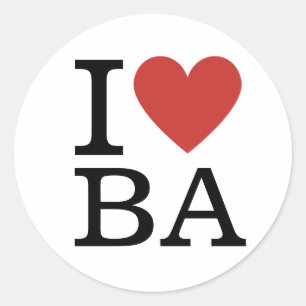 Sticker Rond I ❤️ Love BA Business Analytics Staff PERSONNALISÉ
