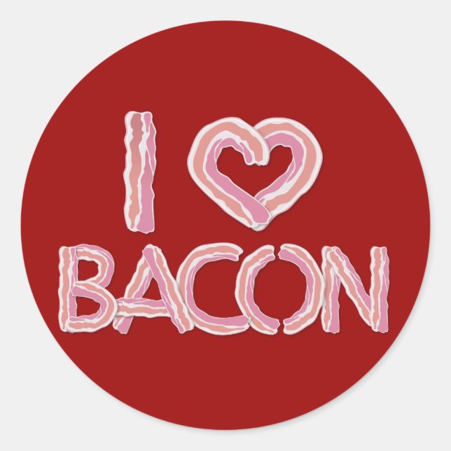 Sticker Rond I Love Bacon (Devant)