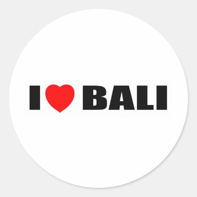 Sticker Rond I Love Bali, Indonésie (Devant)