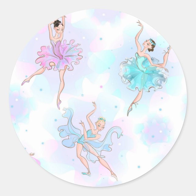 Sticker Rond I Love Ballet Theme Anniversaire Bleu rose Balleri (Devant)