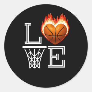 Sticker Rond I Love Basketball Basketball Lover Don Pour Femmes