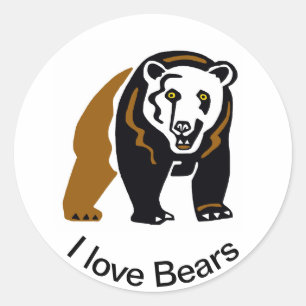 Sticker Rond I love BEARS - Amoureux des animaux - Nature - Fau