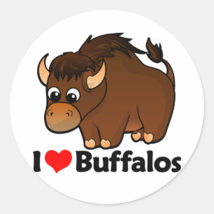 Sticker Rond I Love Buffalos