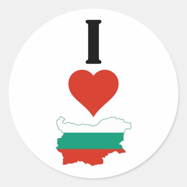 Sticker Rond I Love Bulgaria Vertical I Heart Country Flag Map (Devant)