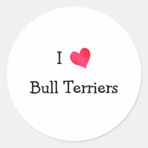 Sticker Rond I Love Bull Terrier