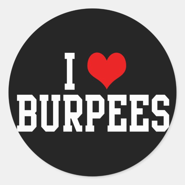 Sticker Rond I Love Burpees, Fitness (Devant)