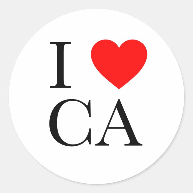 Sticker Rond I Love CA (Devant)
