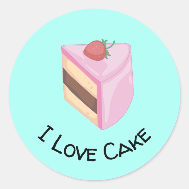 Sticker Rond I Love Cake with Yummy Cake Slice (Devant)