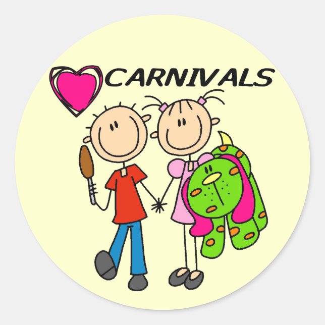 Sticker Rond I Love Carnivals Tshirts et cadeaux (Devant)