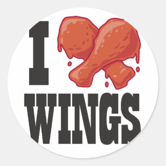 Sticker Rond I Love Chicken Wings
