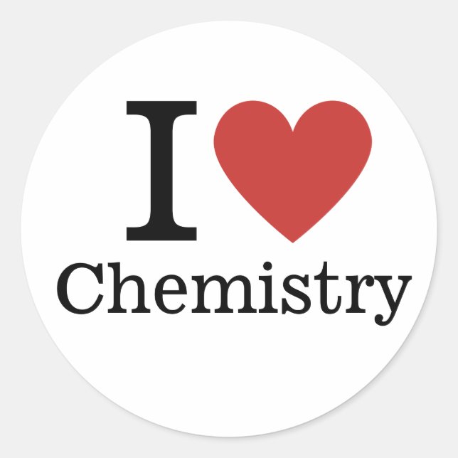 Sticker Rond I ❤️ Love Chimie pour étudiant/Faculté (Devant)